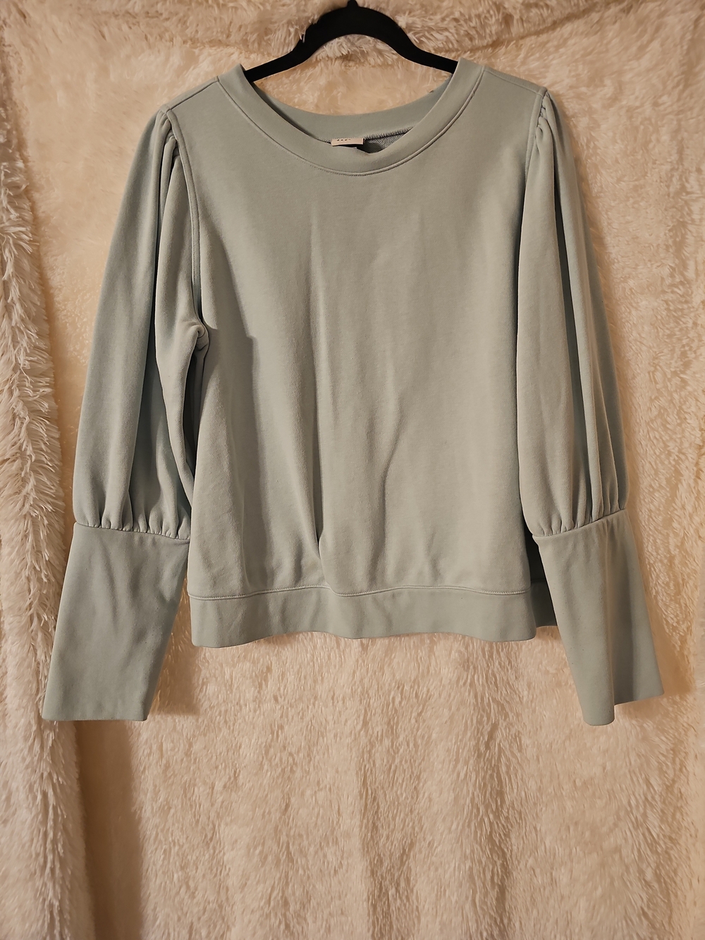 A New Day For Target Puff-Sleeve Crewneck Top in Sage Green
